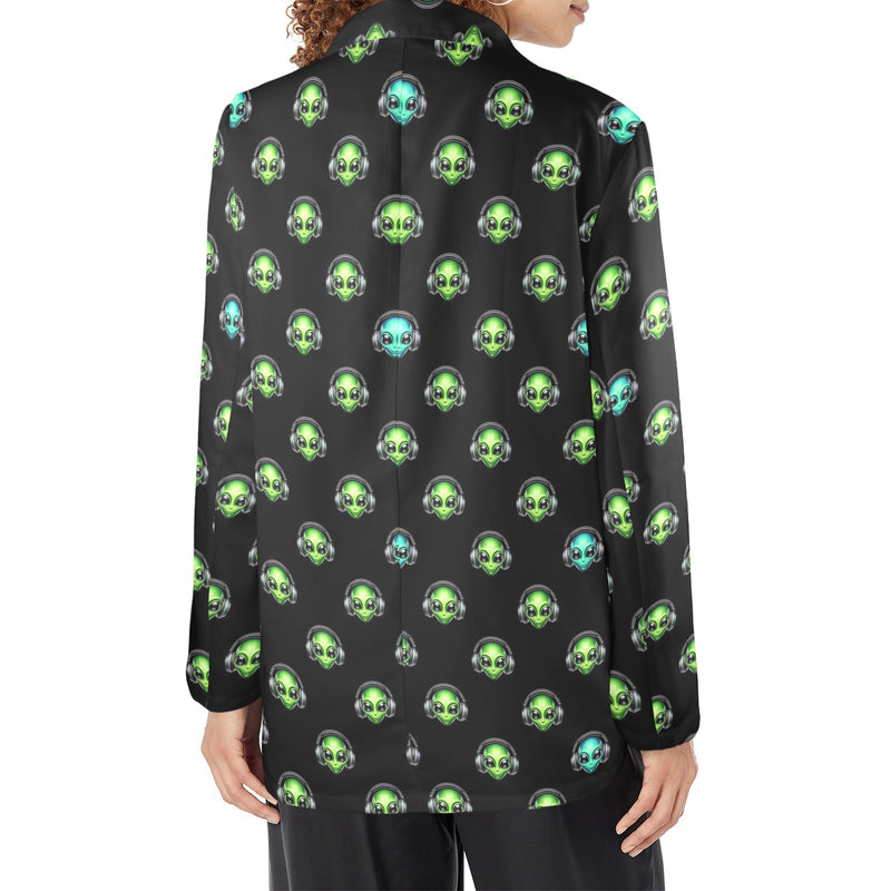 alien listener 2 Women's All Over Print Blazer (Model H64)