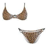 square diamond bw print Women's Ring Buckle Low Waist Bikini Set
