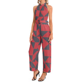 Halter Neck Buckle Belted Jumpsuit