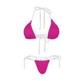 pink dark print solid 2A Women's Halter String Bikini Set