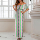 ALL GREEK 2 Women's Off Shoulder Ruffle Boat Neck Dress (Model D71)