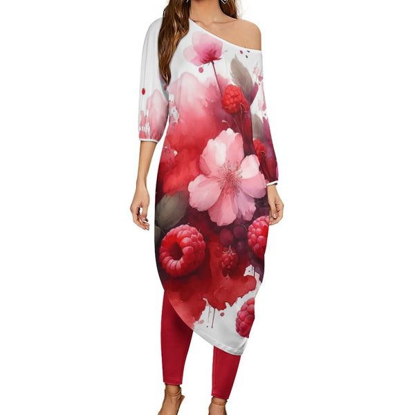 Women&#039;s Off Shoulder Two-piece Set Diagonal shoulder two piece set