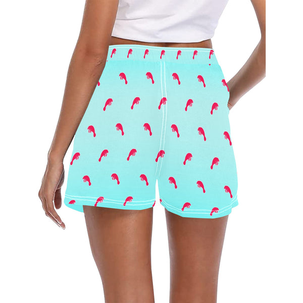 manatee fuchsia print gradient 2 Women's Casual Board Shorts (Model L54)