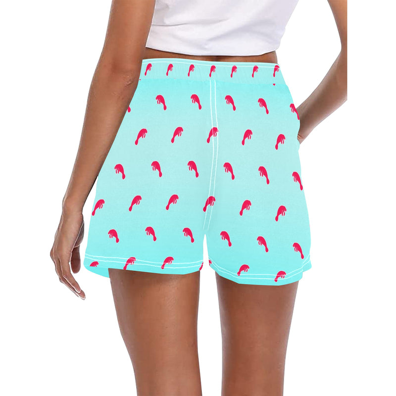 manatee fuchsia print gradient 2 Women's Casual Board Shorts (Model L54)