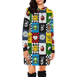 boot smiley alien print All Over Print Hoodie Mini Dress (Model H27)
