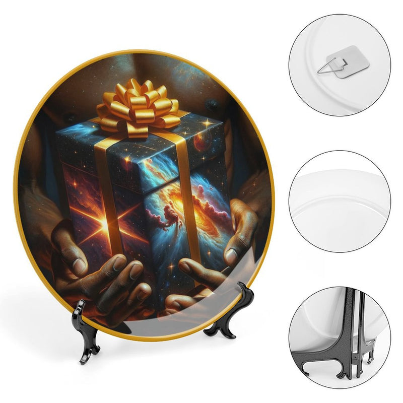Cosmic Embrace: A Gift of Celestial Wonder Bone China Decorative Plate