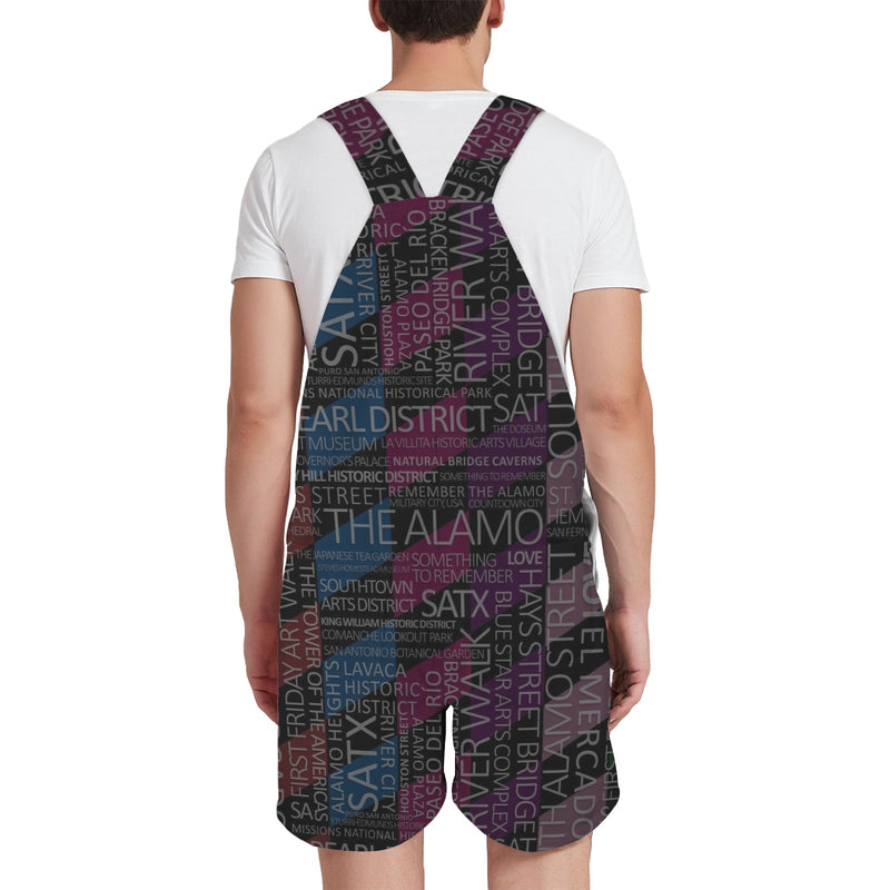 alamo colored print 3B Unisex Shorts Suspender Jumpsuit (Model L78)