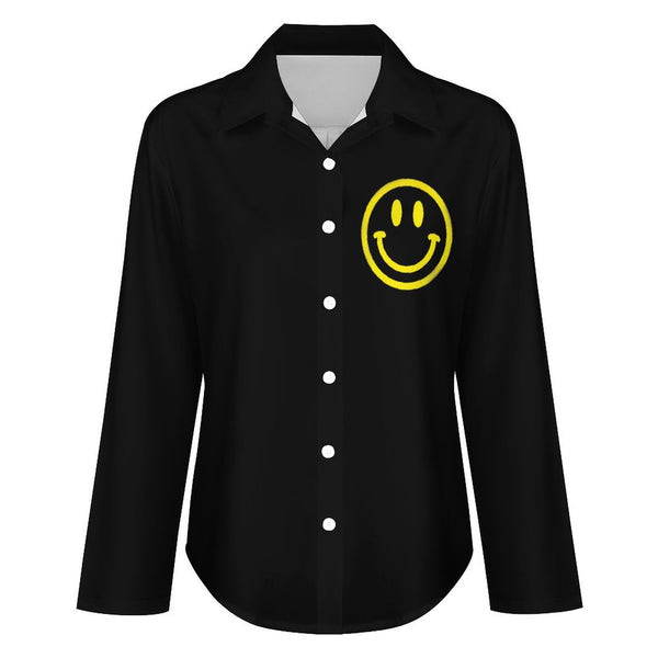 Long Sleeve Blouse (B648) Cropped hem shirt