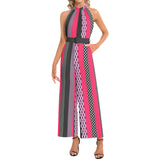 Halter Neck Buckle Belted Jumpsuit