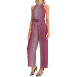 Halter Neck Buckle Belted Jumpsuit