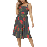 Sleeveless Square Neck Flare Hem Midi Dress