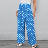 purple eclectic stripe print 2A Strappy Elastic Waist Wide Leg Pants with Pockets