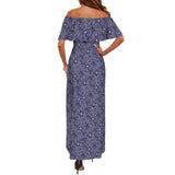 Paisley Royale Women's Off Shoulder Ruffle Boat Neck Dress (Model D71)