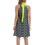 Tie Back Halter Neck Flared Dress