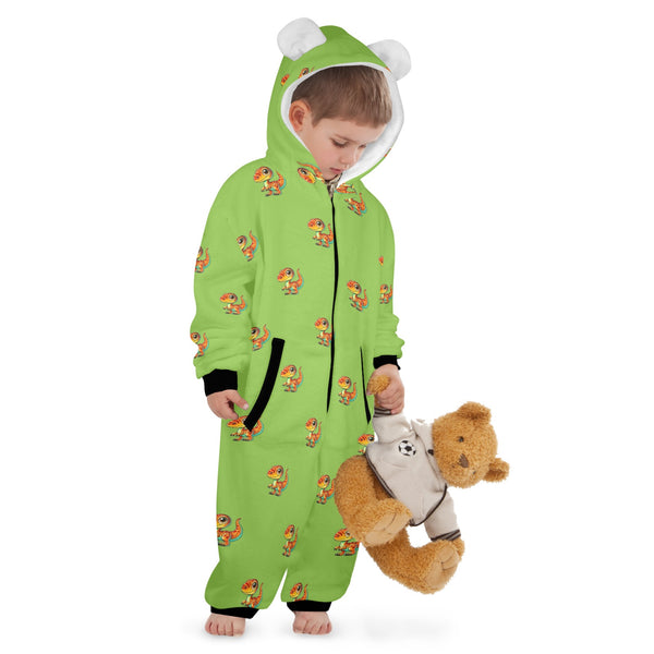 dinosaur print 10 AB One-Piece Zip up Hooded Pajamas for Little Kids