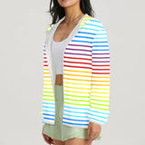 3bg spectrum front Women's Lightweight Sun Protection Hoodie (Model H62)