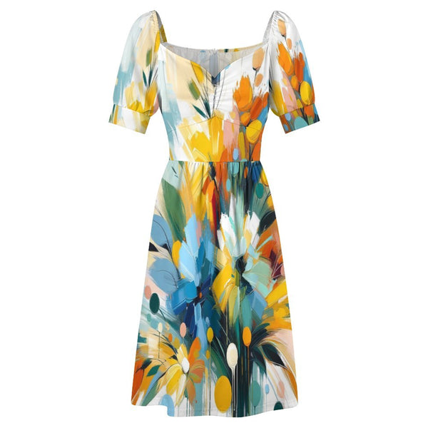 Sweetheart Neck Puff Sleeve Mini Dress (B271) Dress