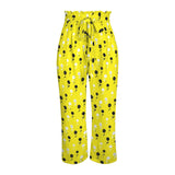 lemon poppy Strappy Elastic Waist Wide Leg Pants with Pockets