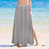 striped pink and black print Women's Long Knot Side Cover Up