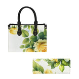 yellow rose print 4 PU Leather Handbag-Small (Model 1747)