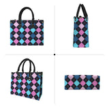 argyle print 1 PU Leather Handbag-Medium (Model 1747)