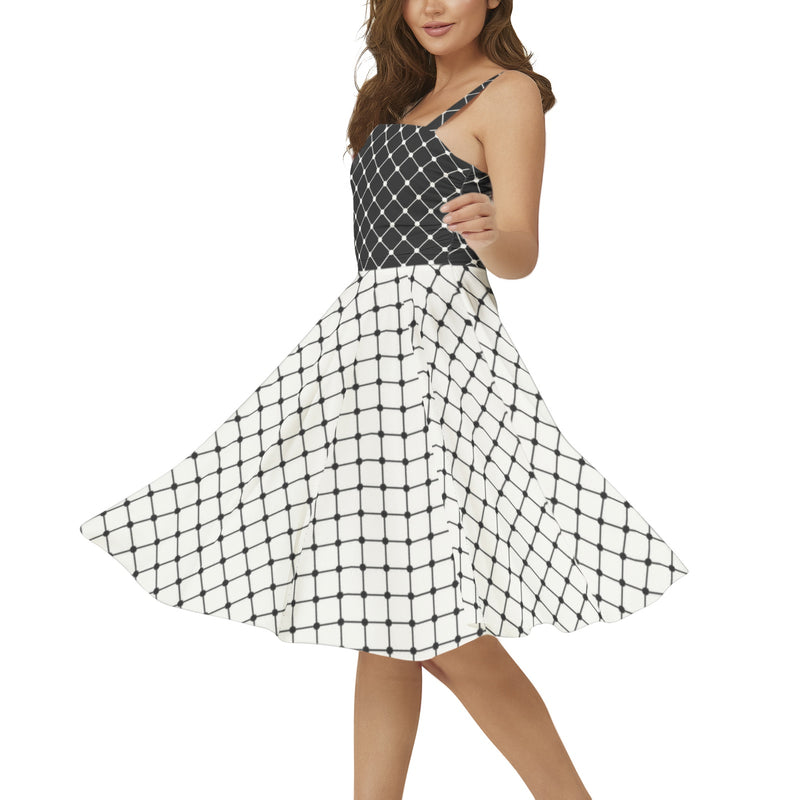 Sleeveless Square Neck Flare Hem Midi Dress