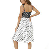 Sleeveless Square Neck Flare Hem Midi Dress