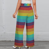 spectral print 2 Strappy Elastic Waist Wide Leg Pants with Pockets