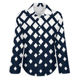 Long Sleeve Blouse (B648) Cropped hem shirt