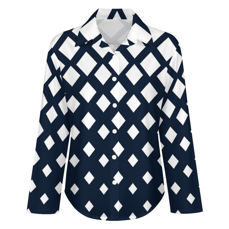 Long Sleeve Blouse (B648) Cropped hem shirt