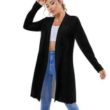 Black Women&#039;s Mid-Length Cardigan