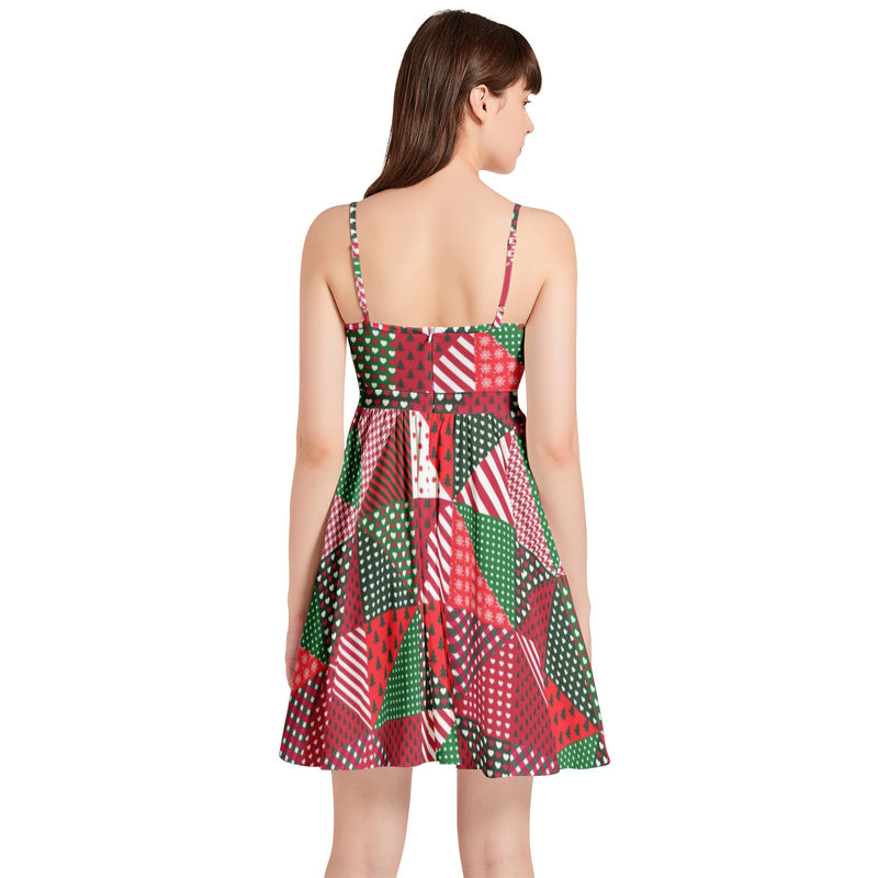 Spaghetti Strap Sleeveless Falred Hem Short Dress