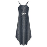 Women&#039;s High-Low Spaghetti Strap Dress Tailcoat skirt