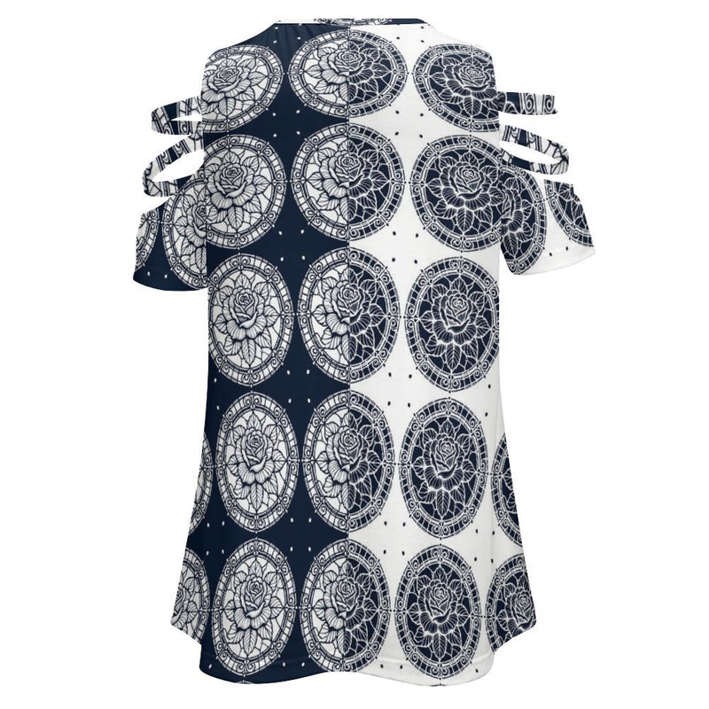 Women&#039;s Off Shoulder Zip V-Neck Tunic BE zip off shoulder top