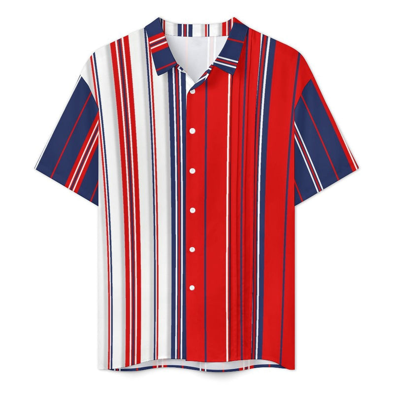 Americana Men's Lapel Collar Folds Design Shirt