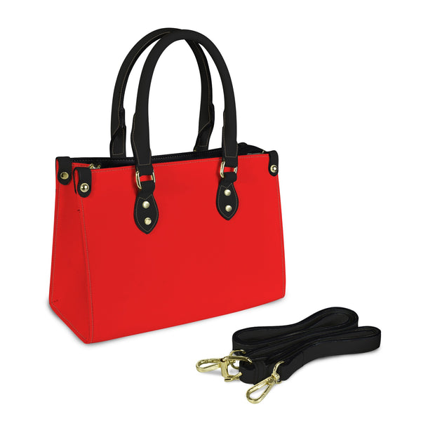red solid print 2A PU Leather Handbag-Small (Model 1747)