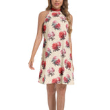 Tie Back Halter Neck Flared Dress