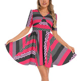 Short Sleeve Ruched Bust Flared Hem Dress