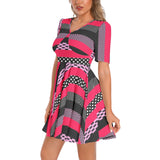 Short Sleeve Ruched Bust Flared Hem Dress