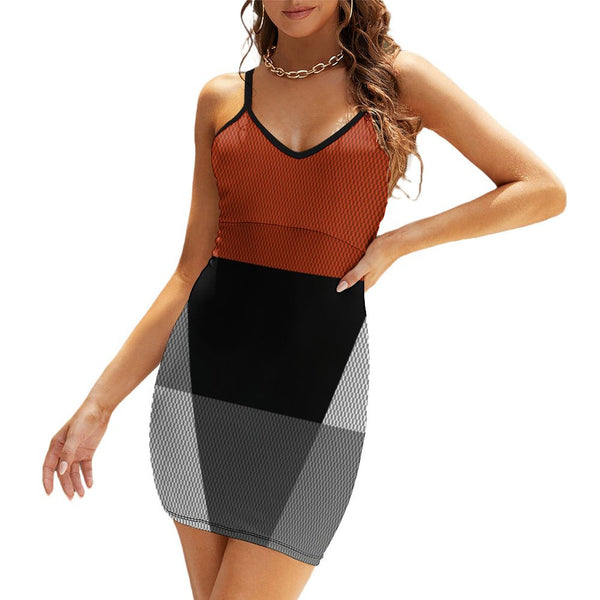Color Block Sexy Spaghetti Strap Sling Dress