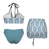 compound lg print 4A Drawstring Halterneck Three-Piece Swimsuit Skirt