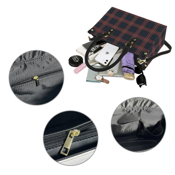 large plaid yoga_leggings_template-Recovered-Recovered PU Leather Handbag-Small (Model 1747)