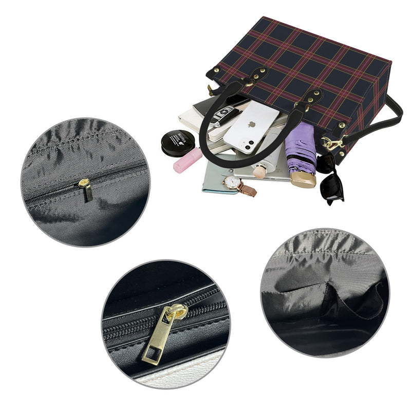 large plaid yoga_leggings_template-Recovered-Recovered PU Leather Handbag-Small (Model 1747)