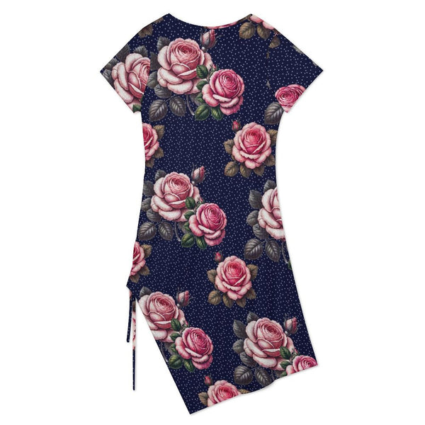 Drawstring Slit Hem Dress Split Dress