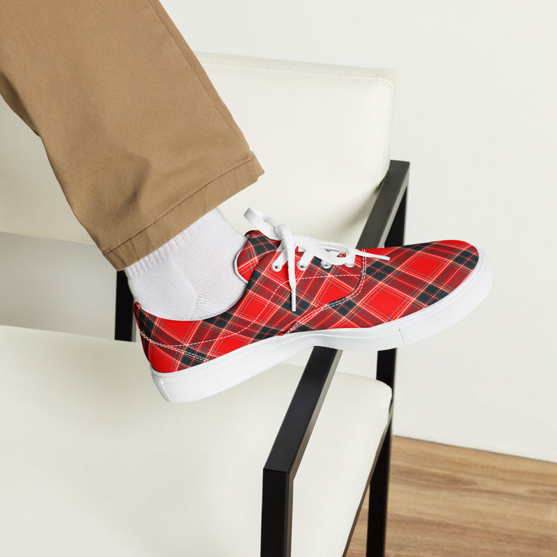Plaid Men's lace-up canvas shoes Objet D'Art