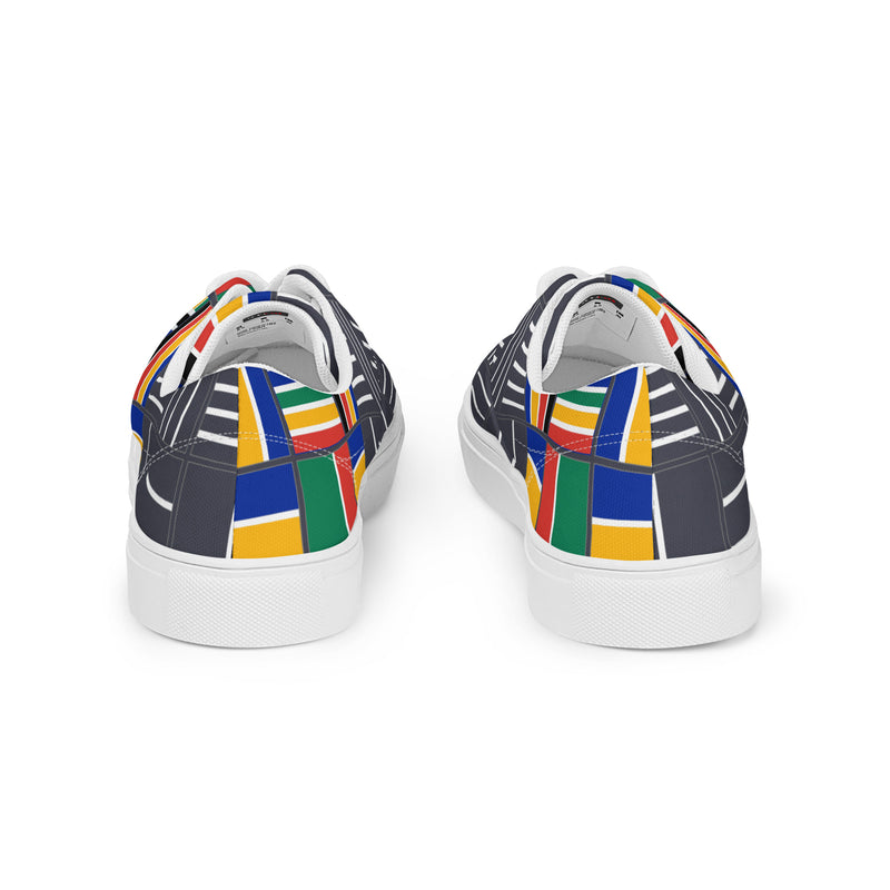 Rear view of Vibrant Women's Canvas Shoes in the Colors of South Africa, the Rainbow Nation