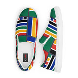 A top and side view of the Rainbow Nation Women’s slip-on canvas shoes