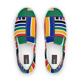A top view of the Rainbow Nation Women’s slip-on canvas shoes
