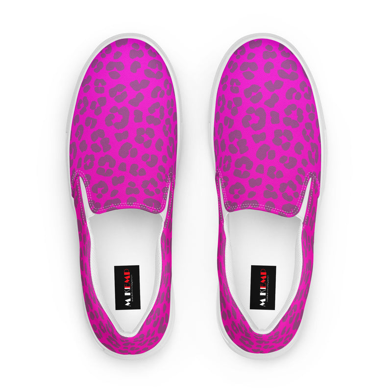 Ombre Fushsia Leopard Print Women’s slip-on canvas shoes - Objet D'Art