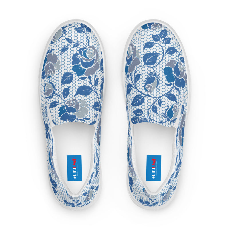 Honeycomb Roses Women’s slip-on canvas shoes - Objet D'Art